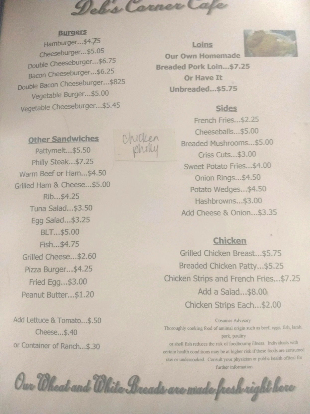 Deb's menu 1